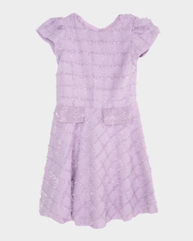Girl's Sienna Textured Check Dress, Size 7-16